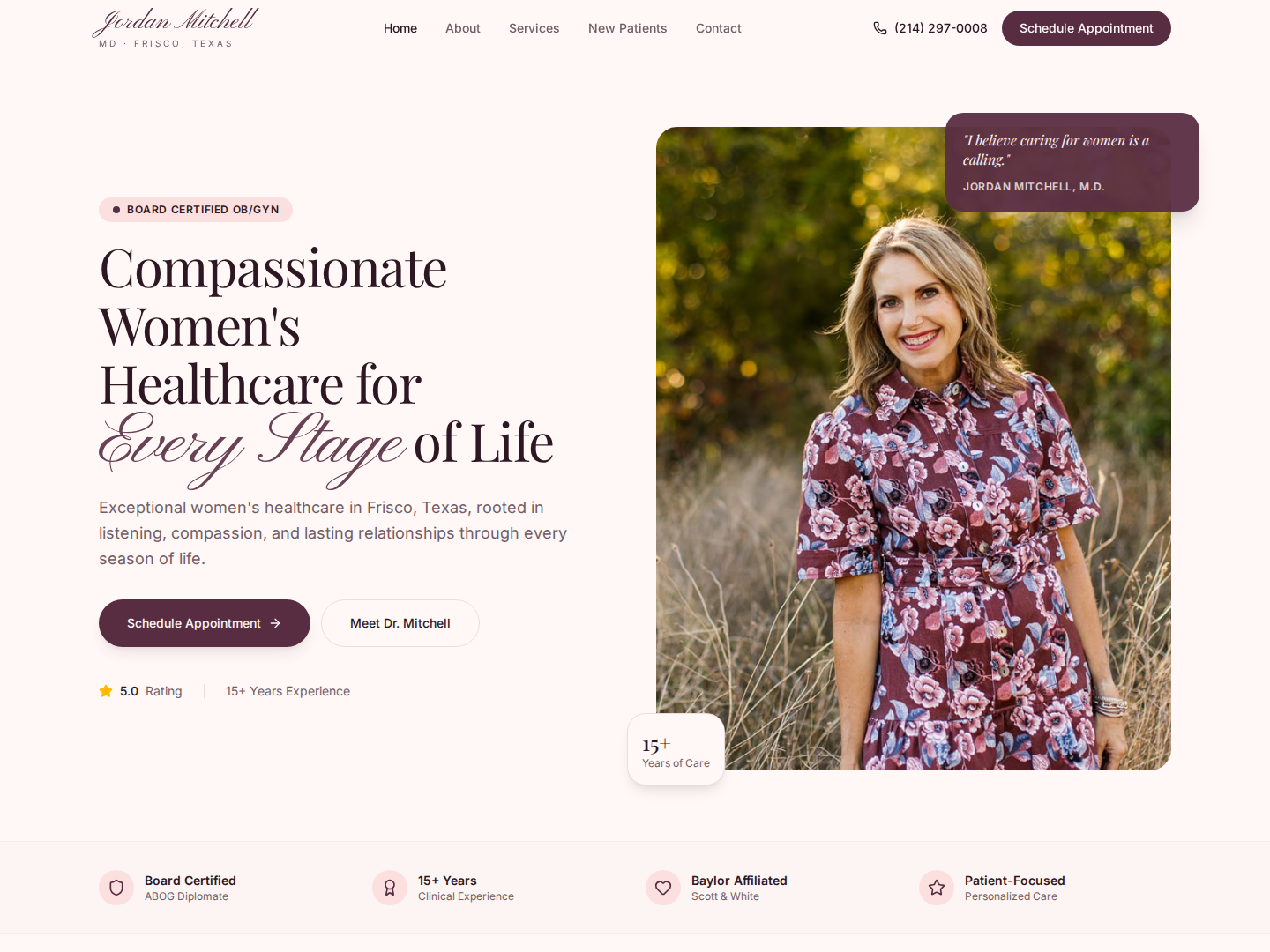Screenshot of the Jordan Mitchell MD website homepage.